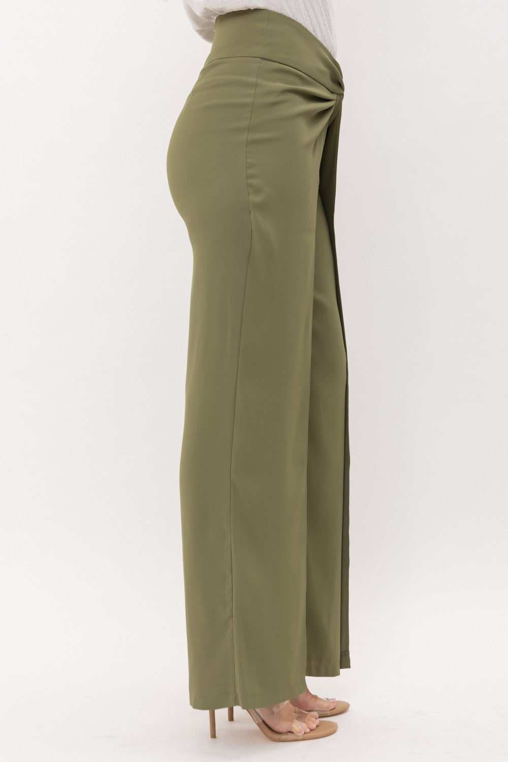 TCH8799A - Twist-Front Wide-Leg Pants