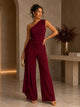 TCS3068 - One-Shoulder Draped Wide-Leg Jumpsuit