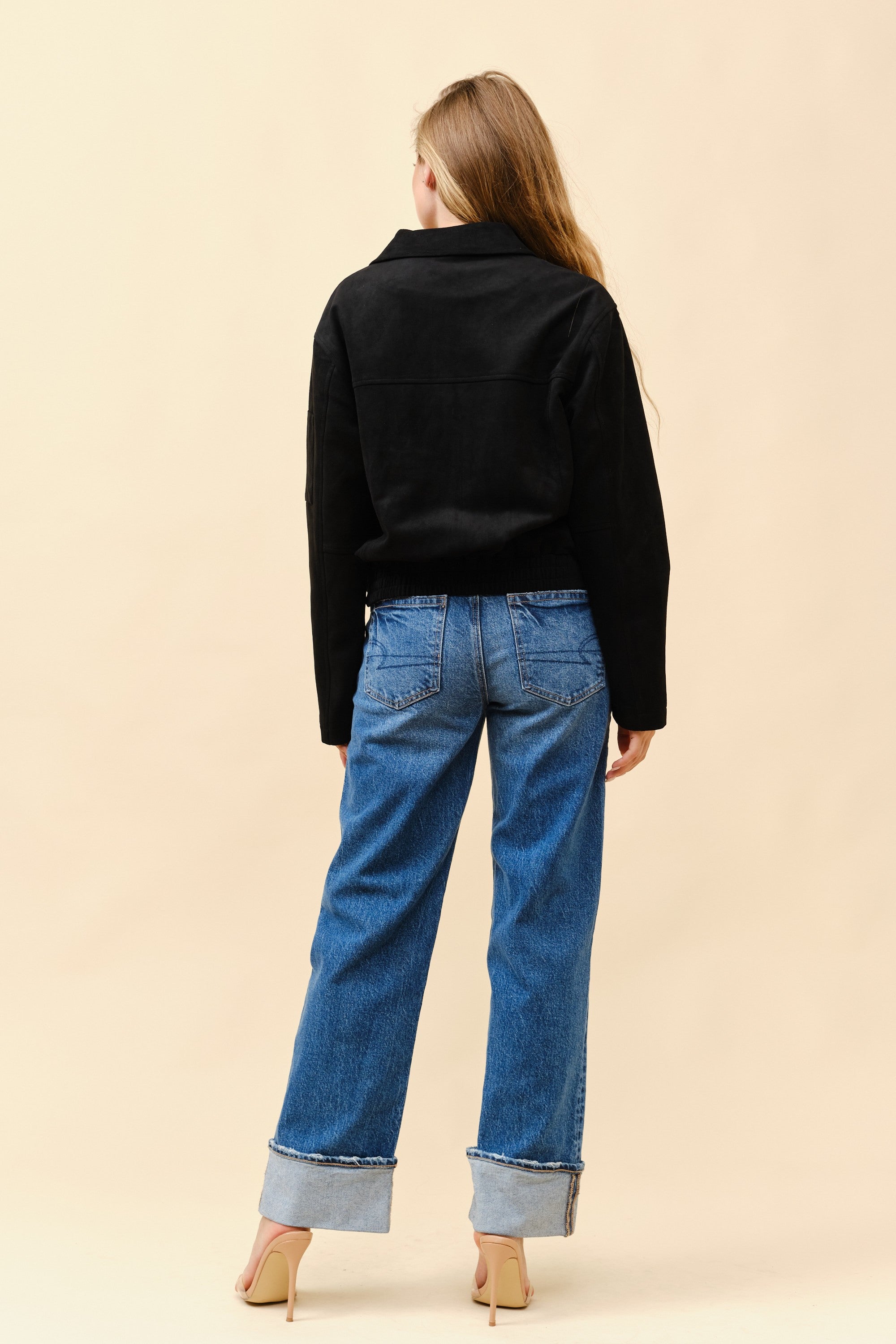 TCS2636 - Faux Suede Utility Zip Jacket