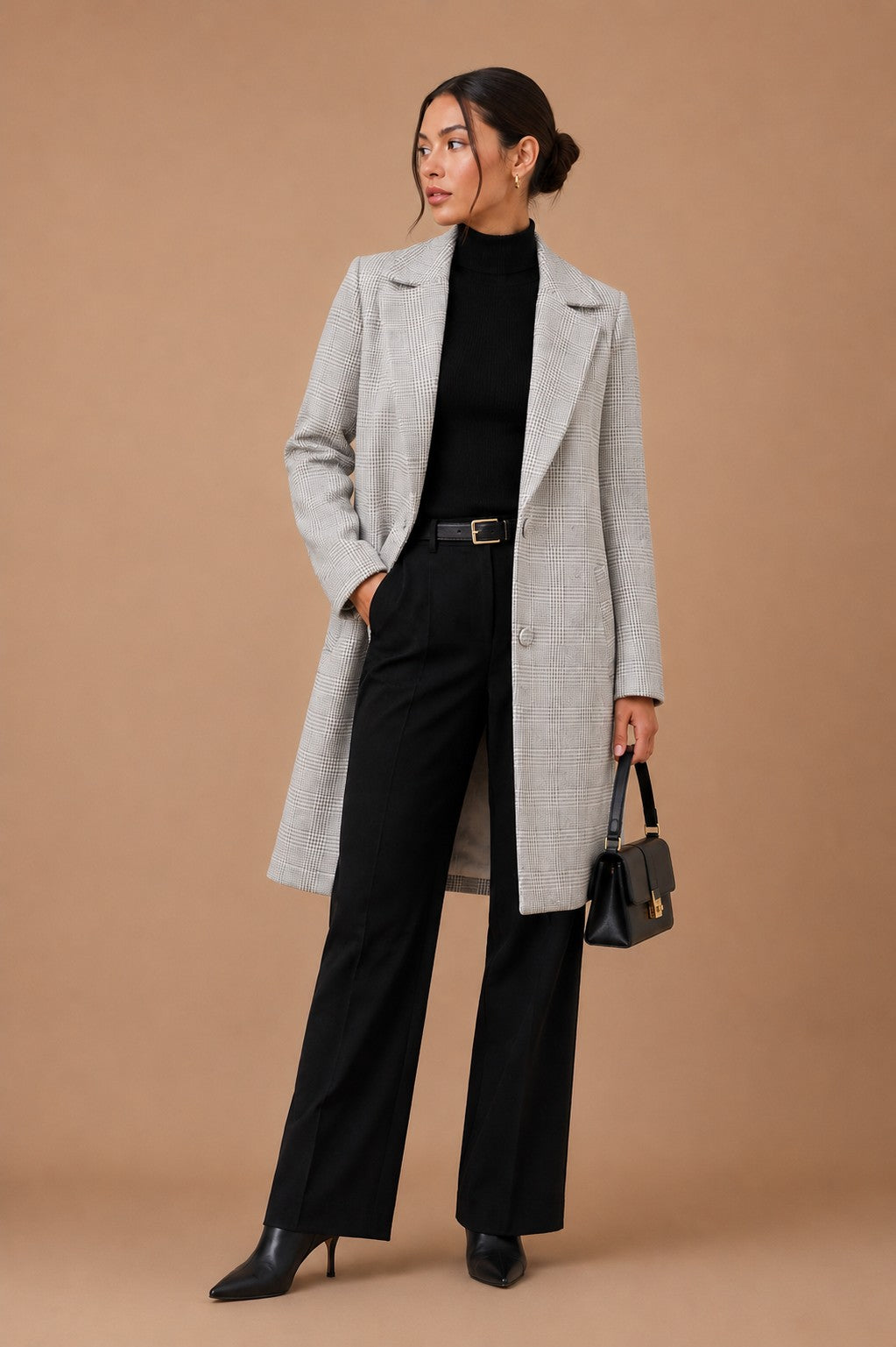 TCS24083 - Plaid Longline Coat