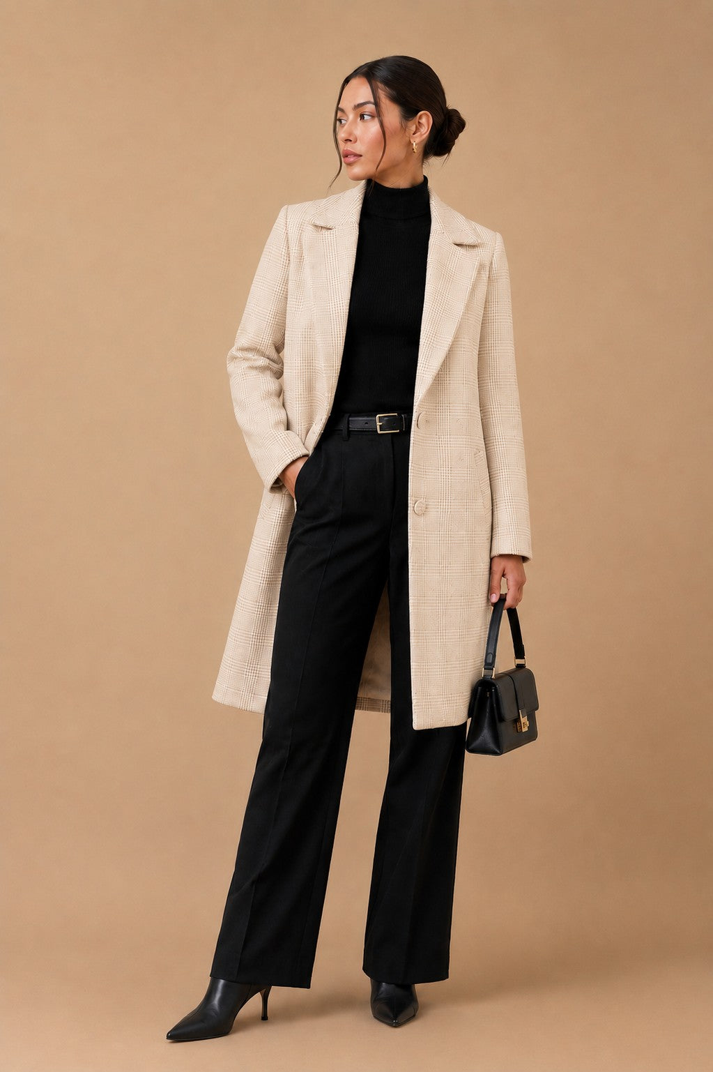 TCS24083 - Plaid Longline Coat