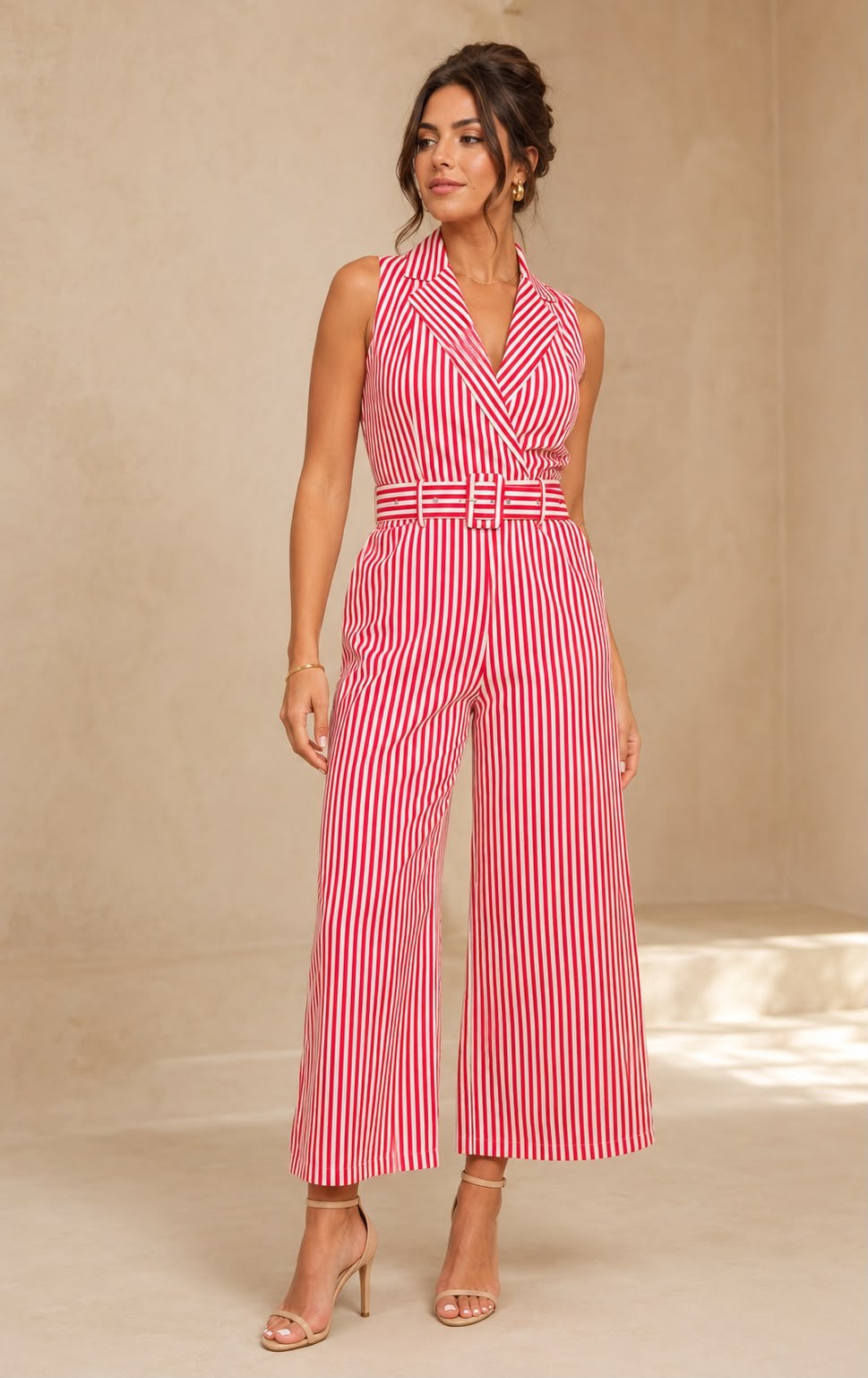 TCS8932S- City Chic Striped Jumpsuit
