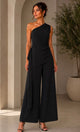 TCS 3068 - One-Shoulder Draped Wide-Leg Jumpsuit