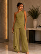 TCS3068 - One-Shoulder Draped Wide-Leg Jumpsuit