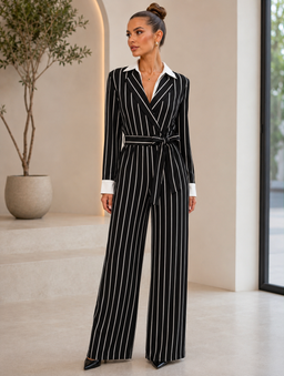 TM 425 - Pinstripe Wide-Leg Jumpsuit