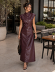 TCS 3110 - Faux Leather Utility Vest & Maxi Skirt Set