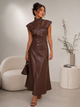 TCS 3110 - Faux Leather Utility Vest & Maxi Skirt Set