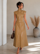 TCS 3110 - Faux Leather Utility Vest & Maxi Skirt Set