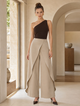 TM 520 - Layered Wrap-Front Wide-Leg Pants