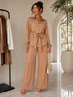 TM452 - Textured Belted Wide-Leg Pant Set