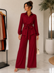 TM452 - Textured Belted Wide-Leg Pant Set