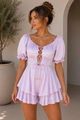 TCH6777A - Lace-Up Tiered Romper