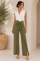 TCH8799A - Twist-Front Wide-Leg Pants
