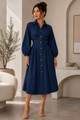 TCS3058 - Button-Front Denim Midi Dress