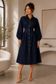 TCS3058 - Button-Front Denim Midi Dress