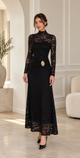 TM 461 - Elegant Ruched Lace Maxi Dress