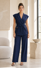 TCS 3150 - Belted Sleeveless Blazer & Wide-Leg Pants Set