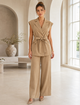 TCS 3150 - Belted Sleeveless Blazer & Wide-Leg Pants Set