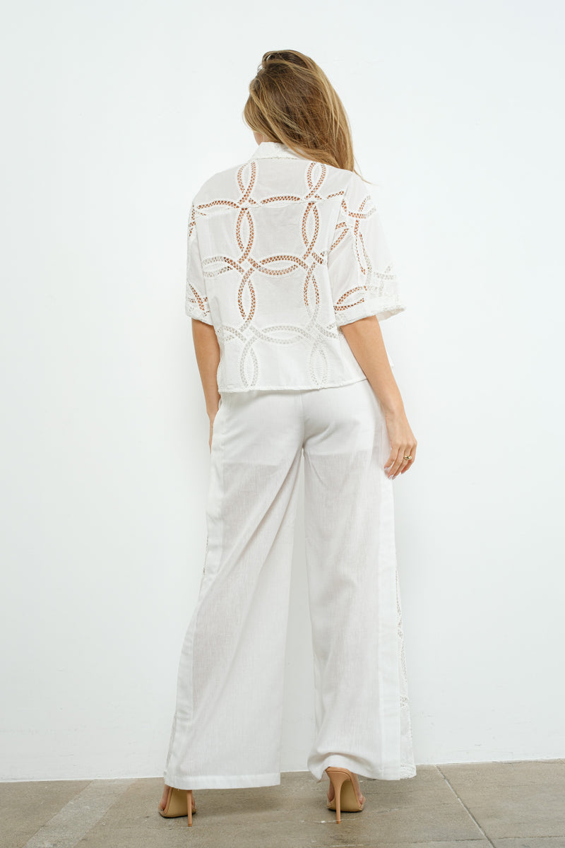 Eyelet Top & Pants Set