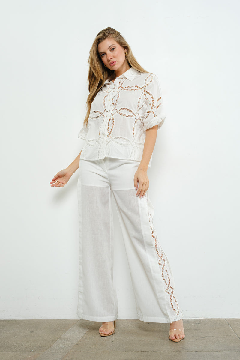 Eyelet Top & Pants Set