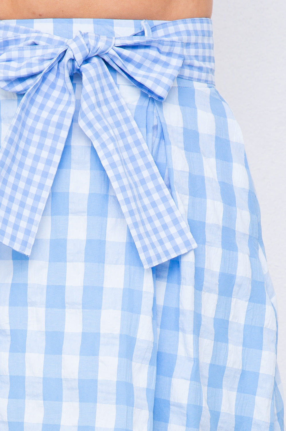 TCH5632C- Gingham High Waist Skirt with Belt/ Pre-packed: S(2) – M(2) – L(2) – 6pcs