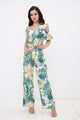 TCH8193- Cold Shoulder Tropical Print Jumpsuit/ Pre-packed: S(2) – M(2) – L(2) – 6pcs