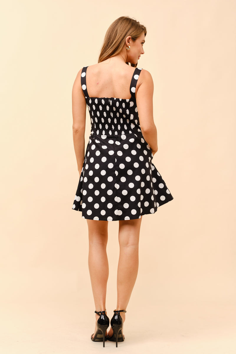Polka Dot Mini Dress with Pocket