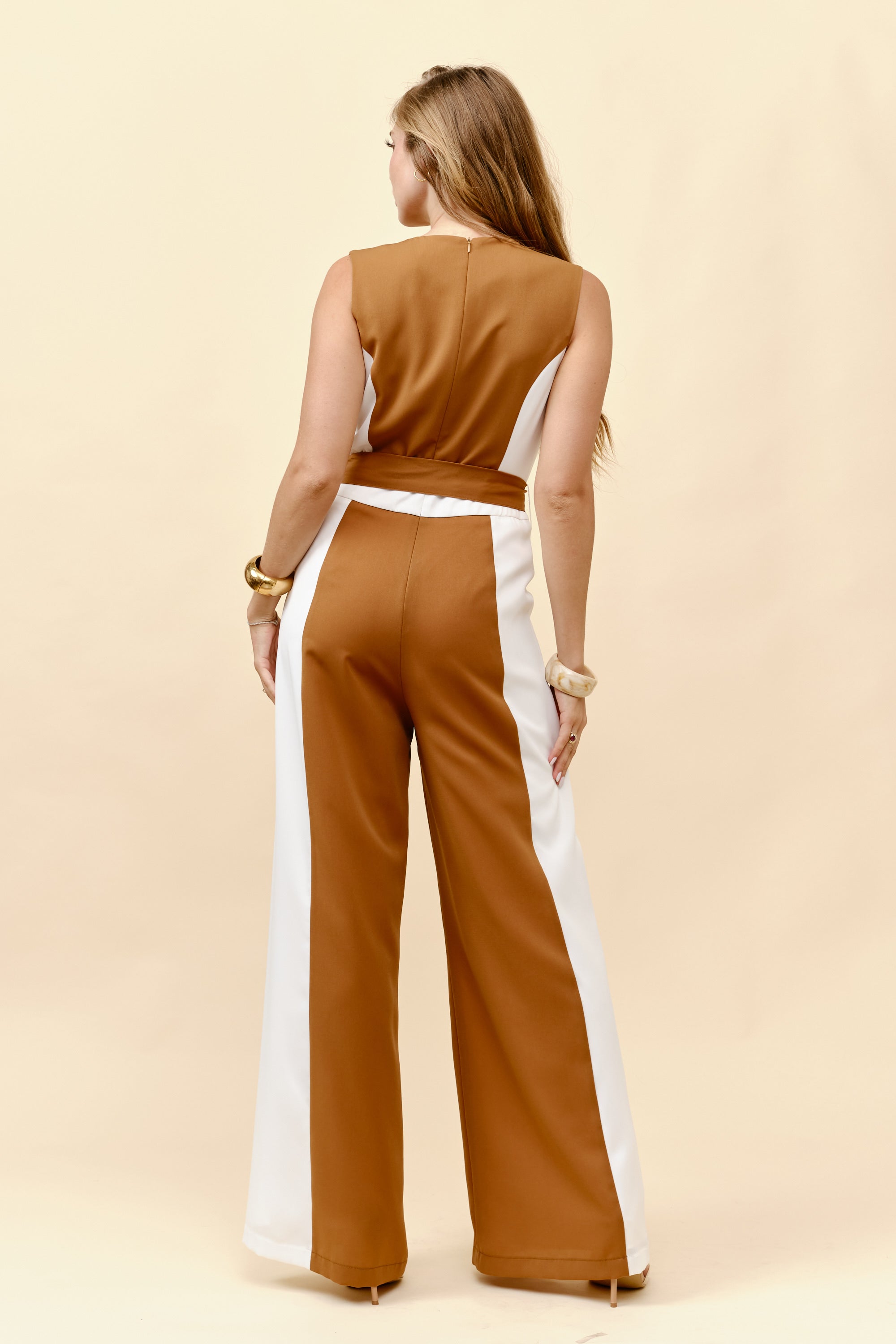 TCS24110- Color block wide leg jumpsuit/ Pre-packed: S(2) – M(2) – L(2) – 6pcs