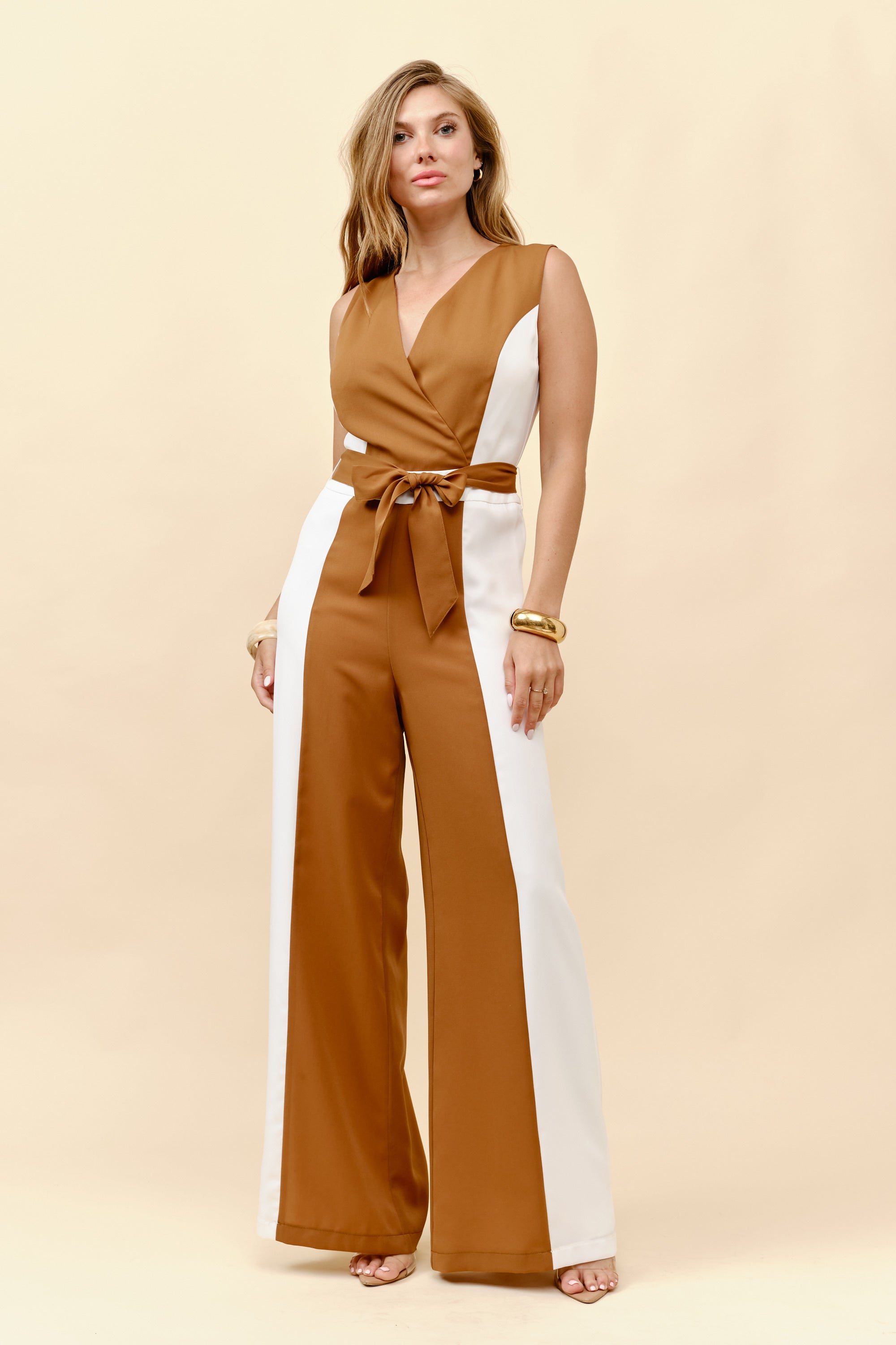 TCS24110- Color block wide leg jumpsuit/ Pre-packed: S(2) – M(2) – L(2) – 6pcs