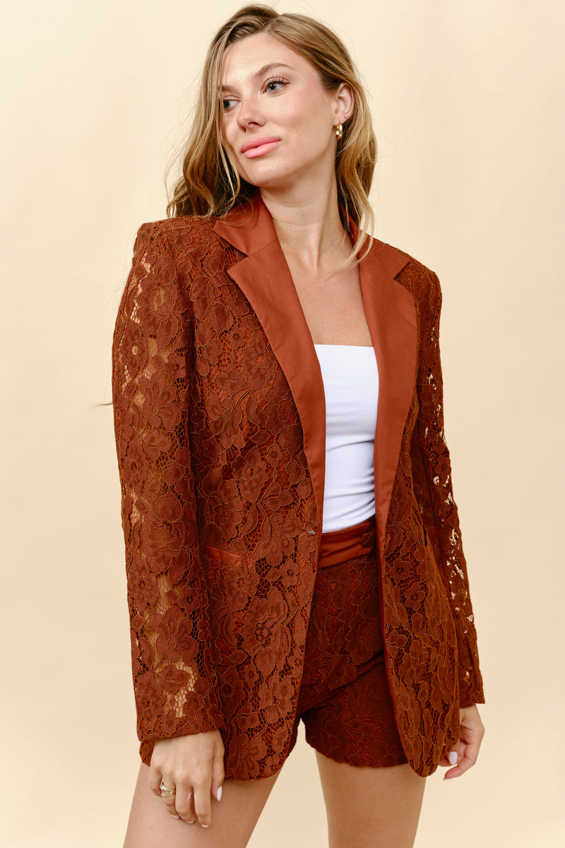Lace Blazer & Shorts Set