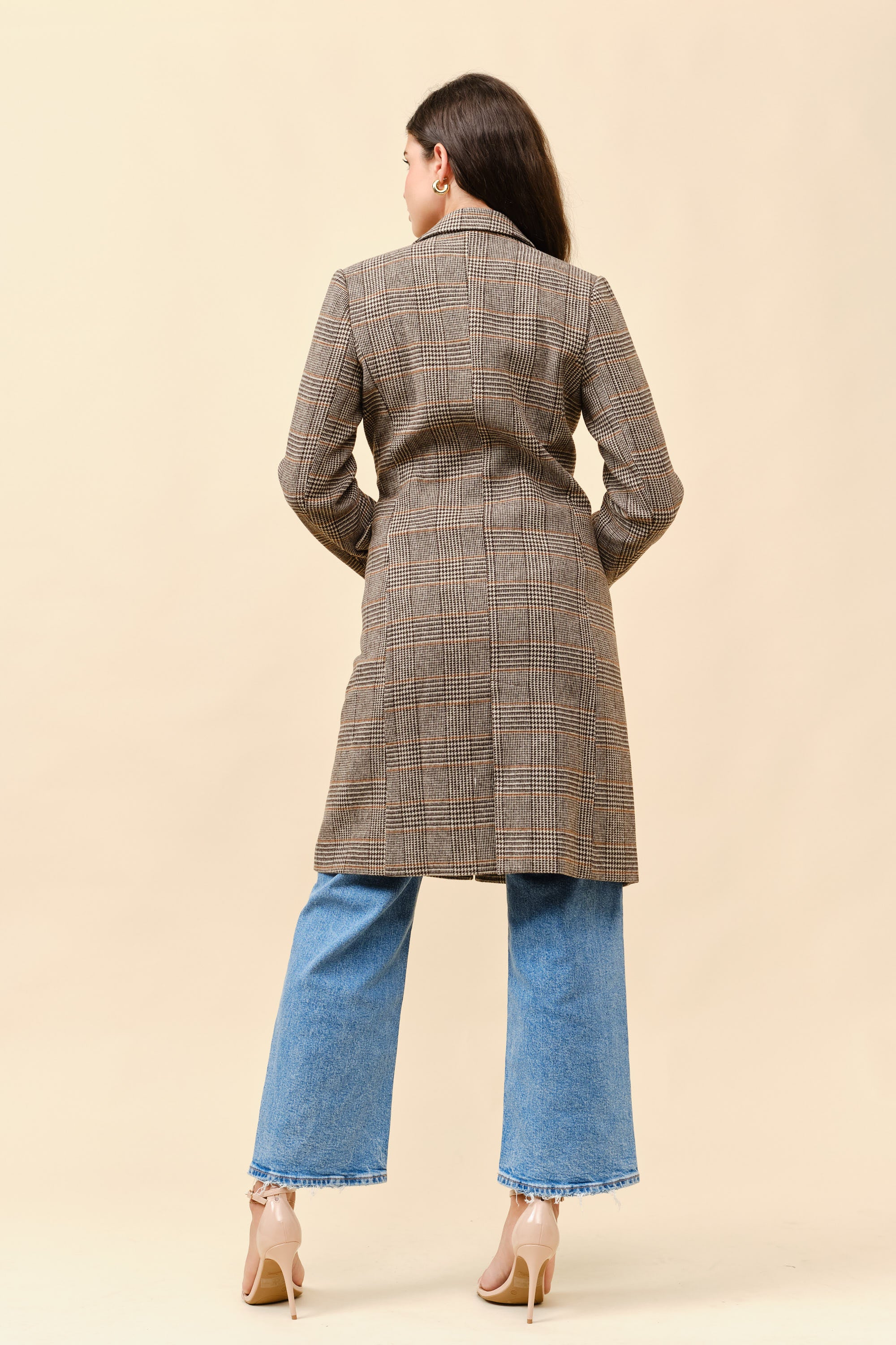 TCS2770- Plaid Notched Coat/ Pre-packed: S(2) – M(2) – L(2) – 6pcs