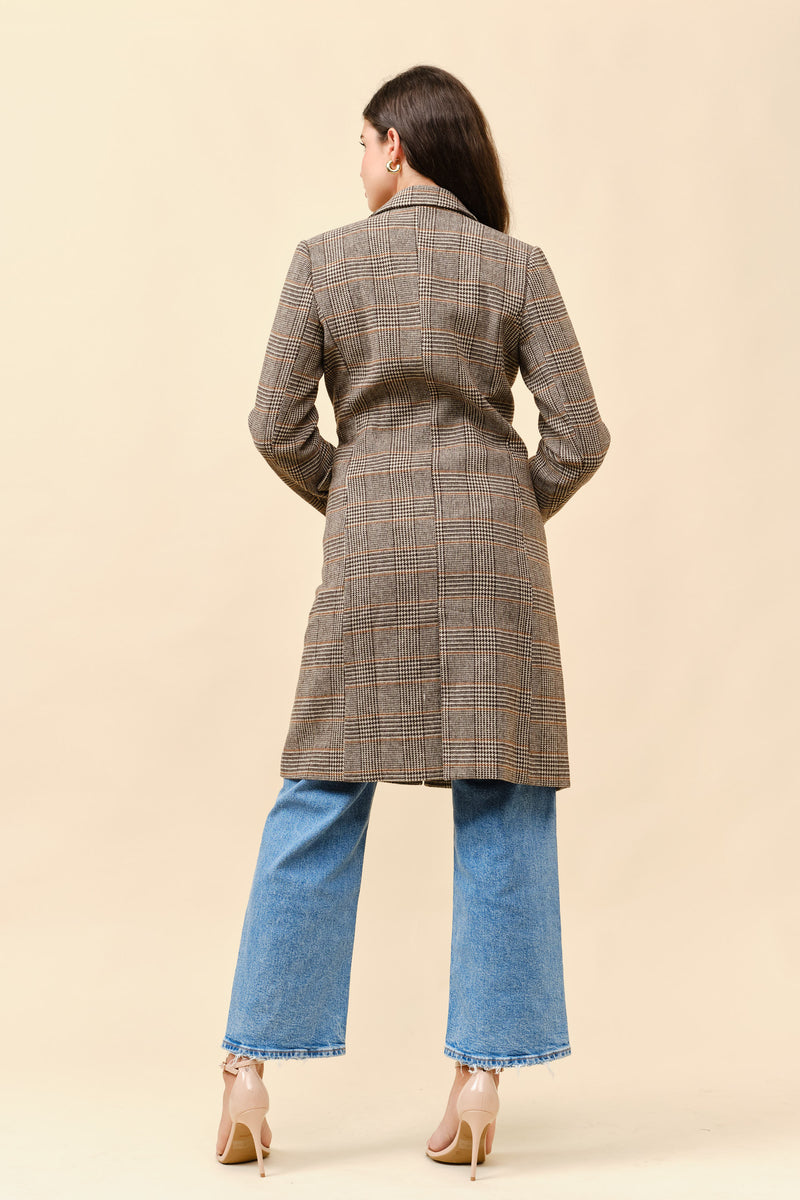 Plaid Notched Coat