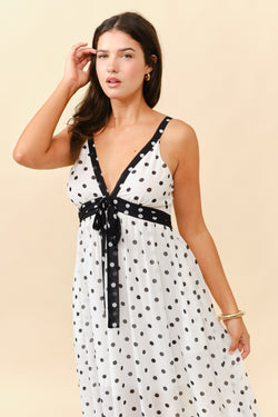 Retro-Chic Polka Dot Midi Dress