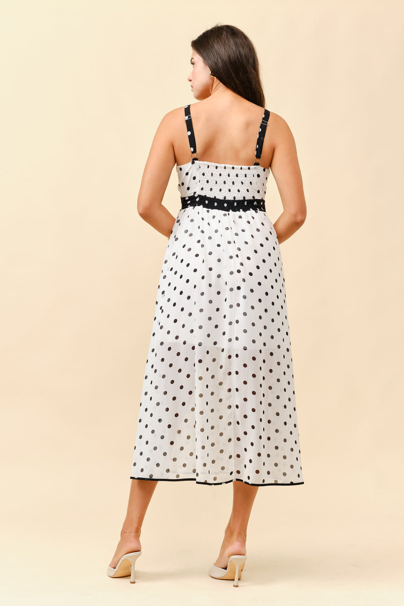 Retro-Chic Polka Dot Midi Dress