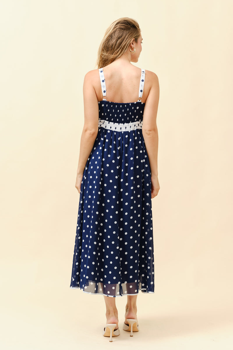 Retro-Chic Polka Dot Midi Dress