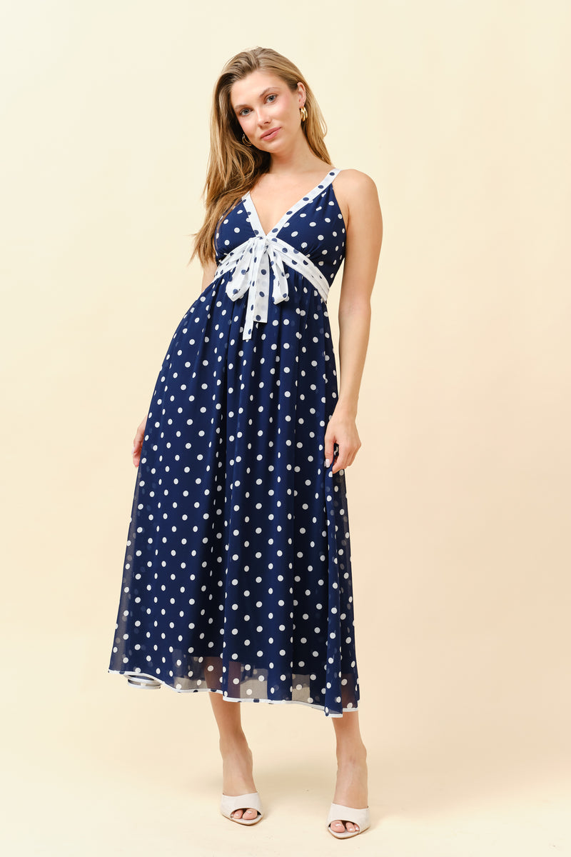 Retro-Chic Polka Dot Midi Dress
