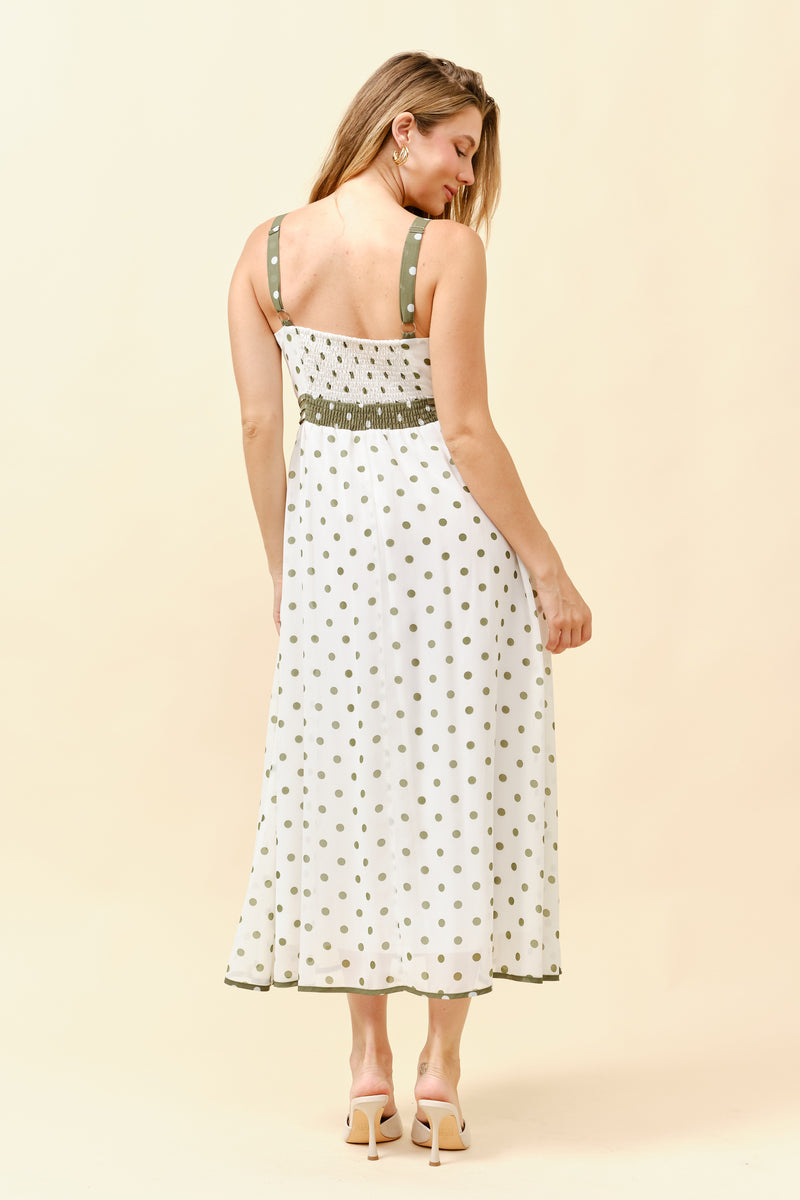 Retro-Chic Polka Dot Midi Dress