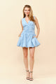 TCS2876- V-Neck Ruched Midsection Bubble Hem Mini Dress/ Pre-packed: S(2) – M(2) – L(2) – 6pcs