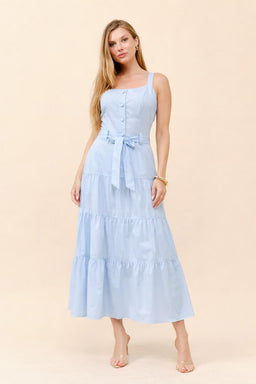 TCS2195S- Sleeveless Maxi Dress with Belt/ Pre-packed: S(2) – M(2) – L(2) – 6pcs