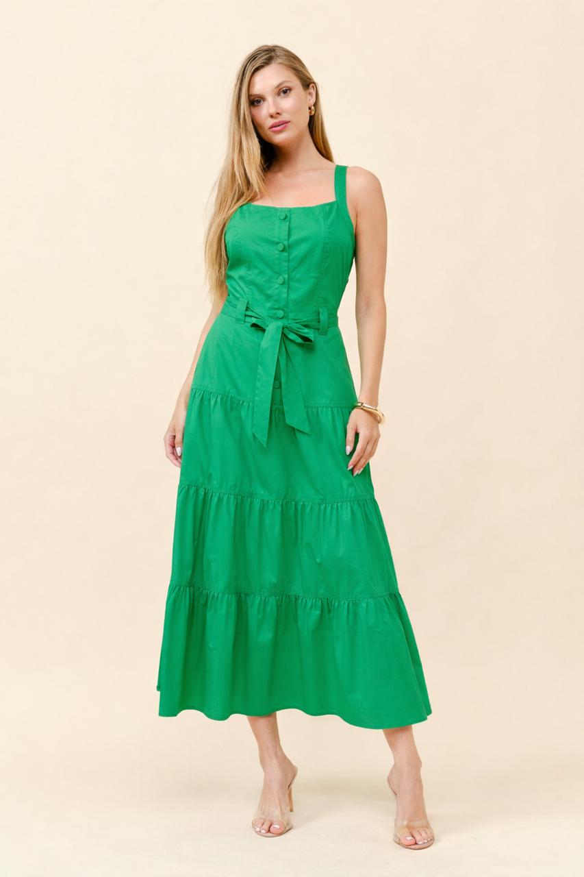 TCS2195S- Sleeveless Maxi Dress with Belt/ Pre-packed: S(2) – M(2) – L(2) – 6pcs