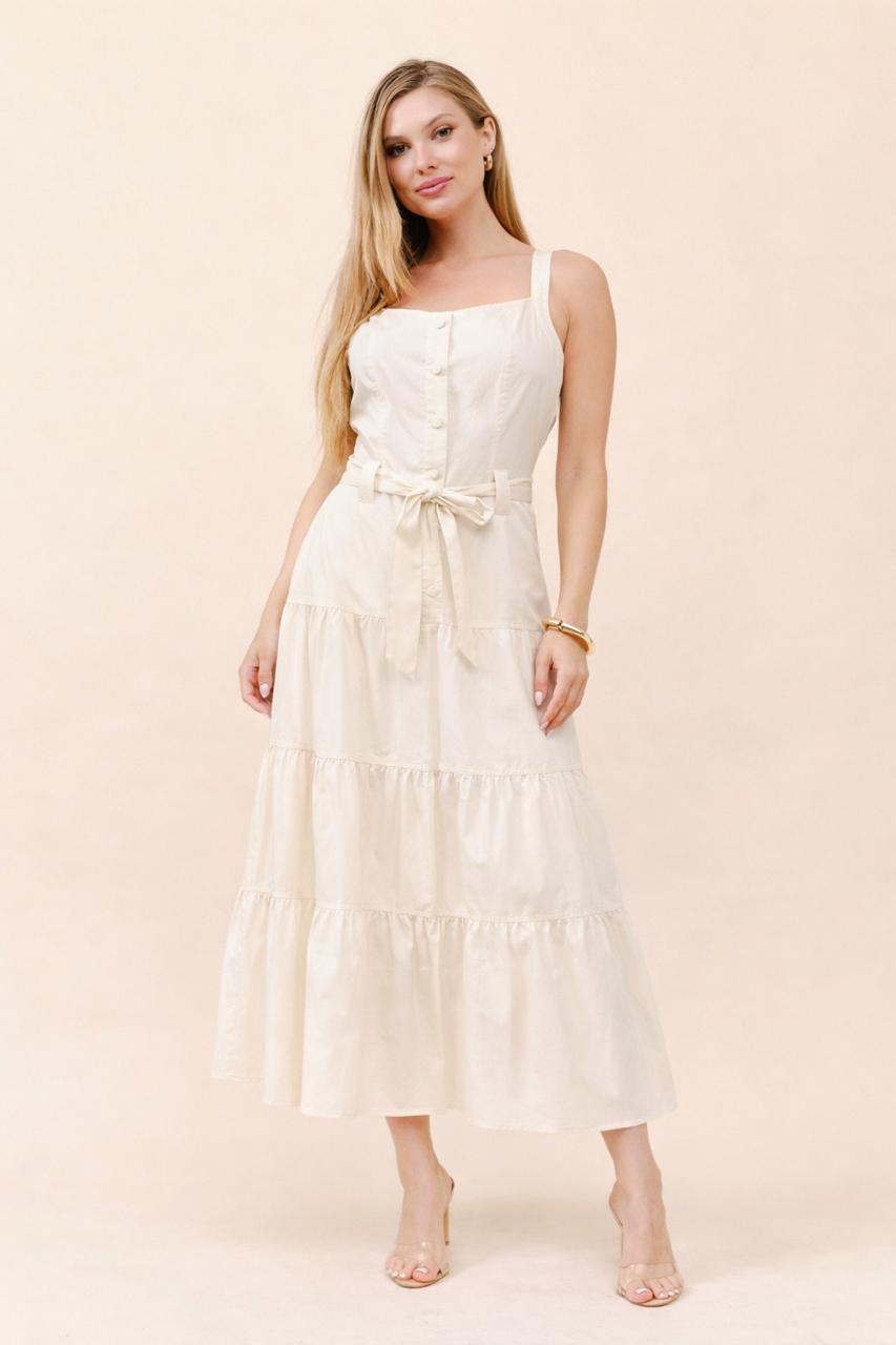 TCS2195S- Sleeveless Maxi Dress with Belt/ Pre-packed: S(2) – M(2) – L(2) – 6pcs