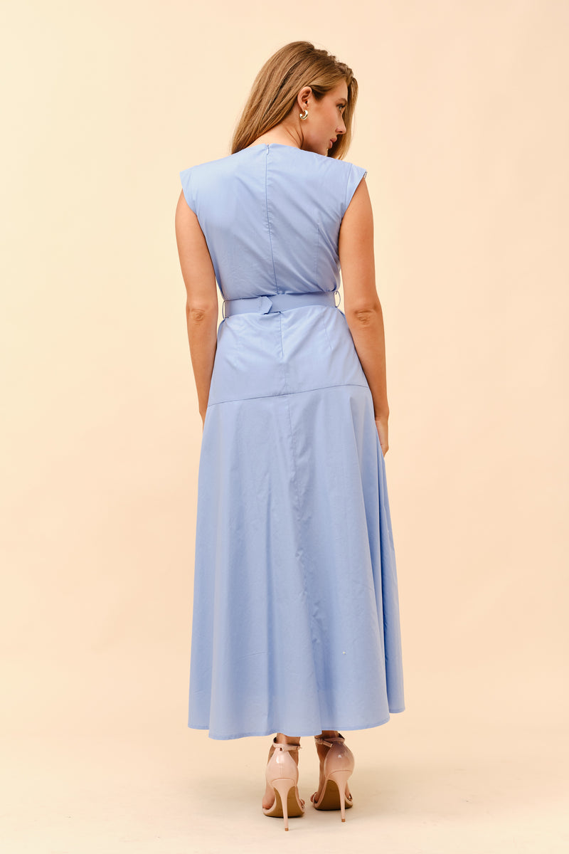 Detailed Sleeveless Belted Dress