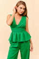 TCS2846- Sleeveless Peplum Top with Pants Set/ Pre-packed: S(2) – M(2) – L(2) – 6pcs