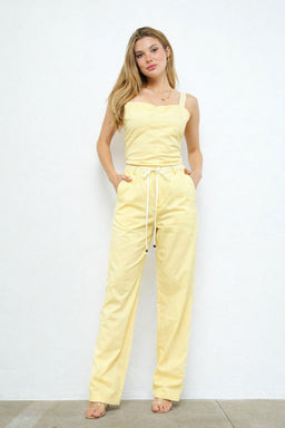 TCS2919- Piped Crop Top & Trouser Set/ Pre-packed: S(2) – M(2) – L(2) – 6pcs