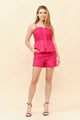 TCS2920- Lace-Overlay Peplum Camisole and Tailored Shorts Set/ Pre-packed: S(2) – M(2) – L(2) – 6pcs