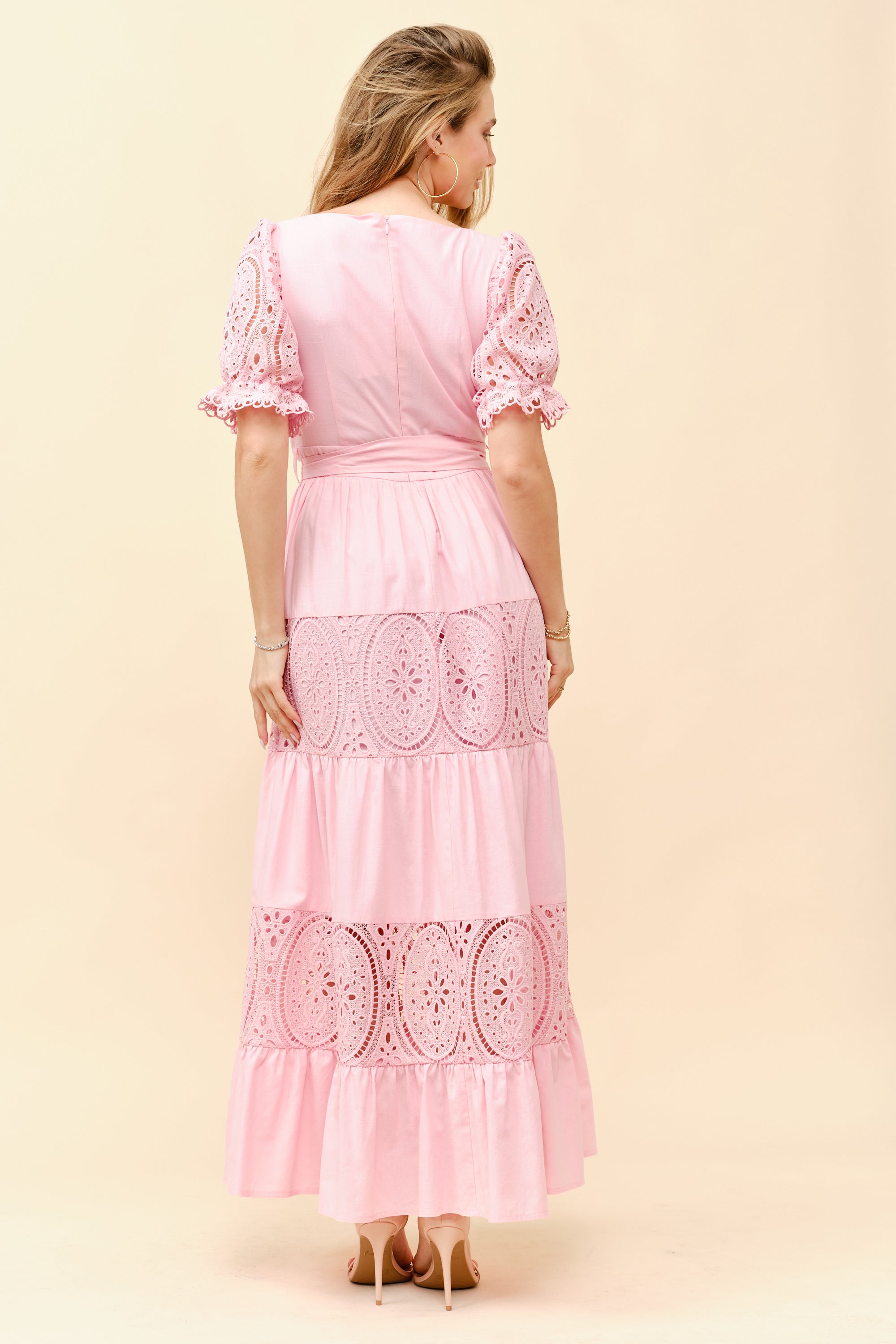 TCS2926- Flowy silhouette with a self-tie waist belt/ Pre-packed: S(2) – M(2) – L(2) – 6pcs