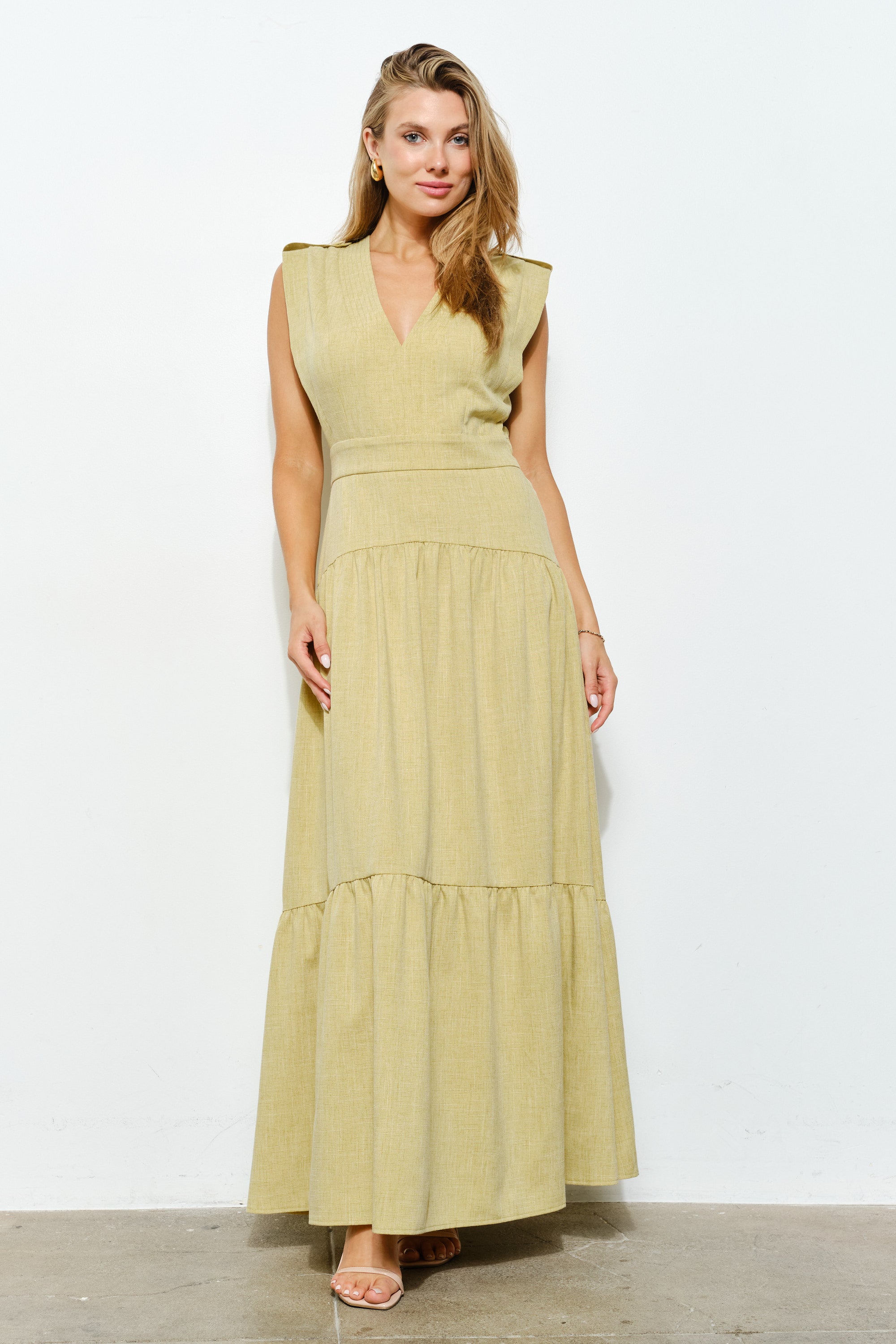 TCS2958 - Maxi Dress with Flutter Sleeves/ Pre-packed: S(2) – M(2) – L(2) – 6pcs