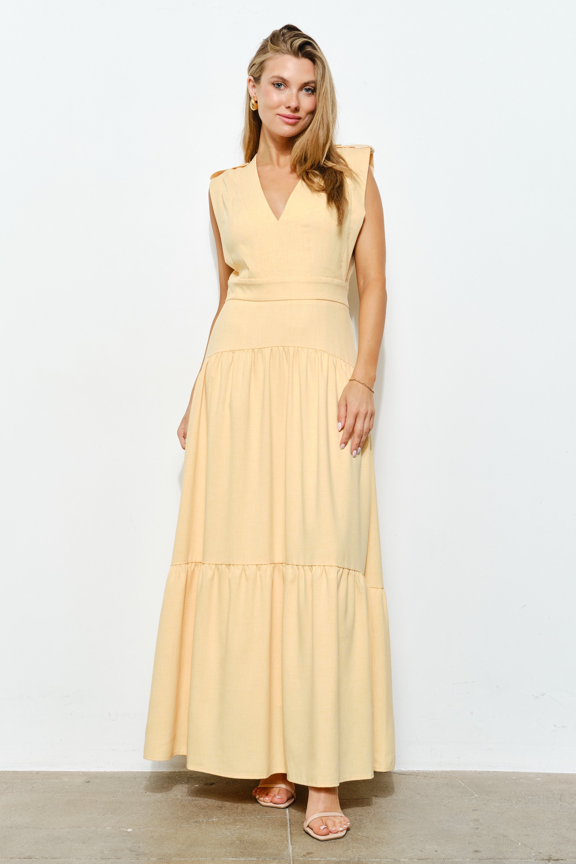 TCS2958 - Maxi Dress with Flutter Sleeves/ Pre-packed: S(2) – M(2) – L(2) – 6pcs