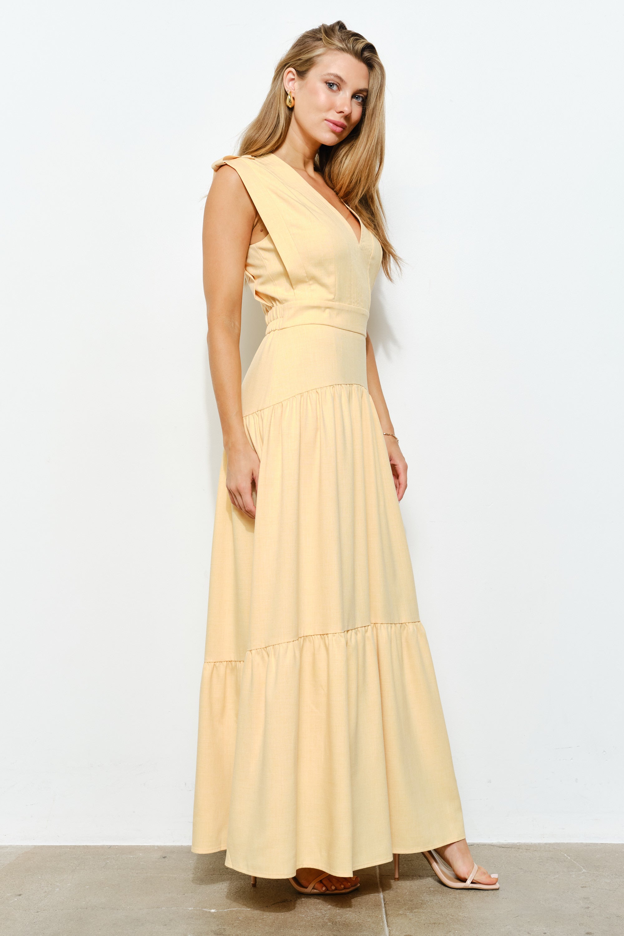 TCS2958 - Maxi Dress with Flutter Sleeves/ Pre-packed: S(2) – M(2) – L(2) – 6pcs