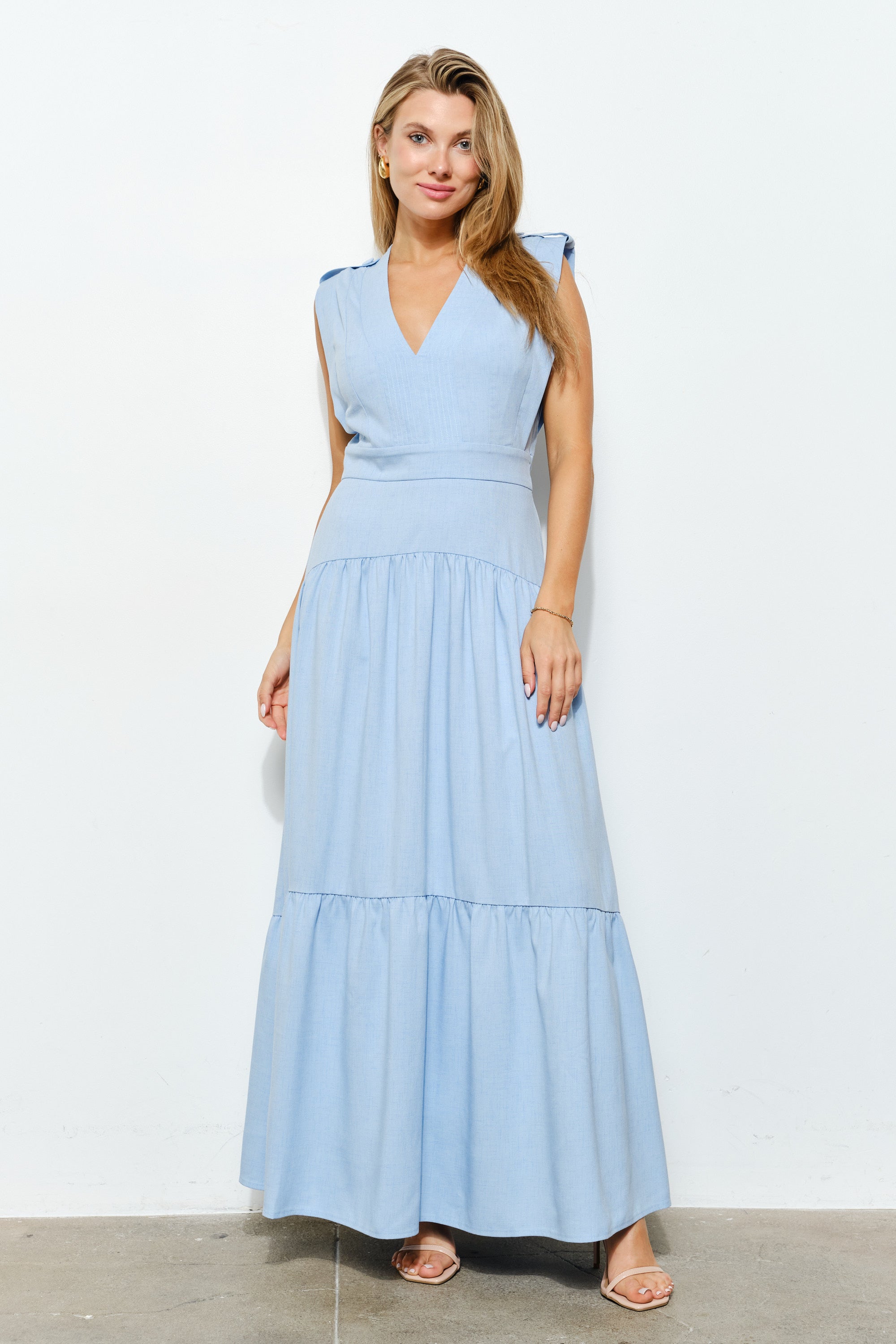 TCS2958 - Maxi Dress with Flutter Sleeves/ Pre-packed: S(2) – M(2) – L(2) – 6pcs